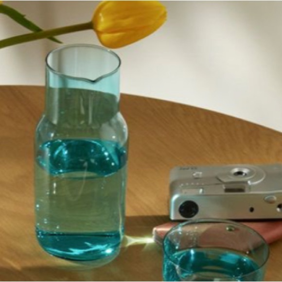 Jonathan Adler Bedside Carafe Turquoise Blue Water Pitcher Hostess Gift NWT Aqua - Picture 6 of 6